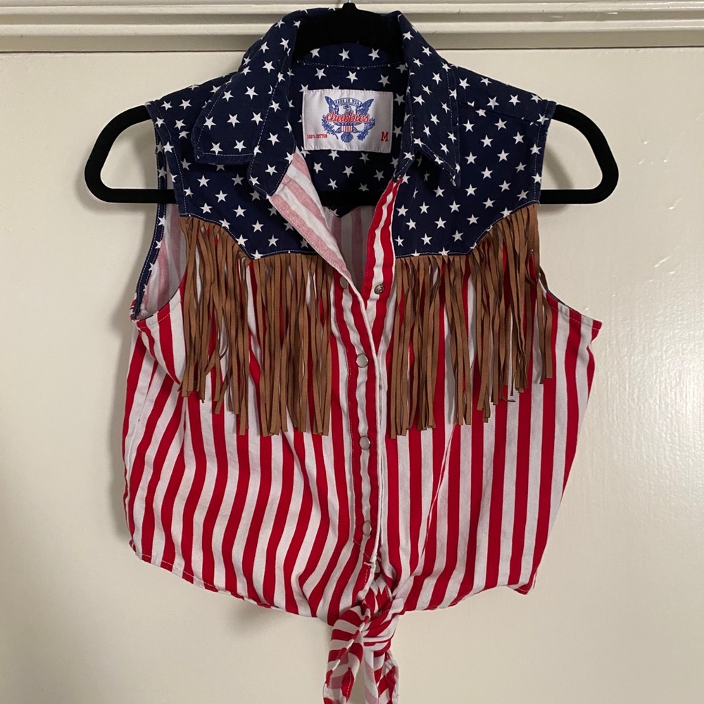 Chubbies Americana Tie Front Crop Top